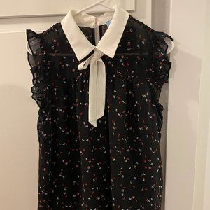 CeCe Peter Pan Collar Puff Sleeve Blouse Size Small